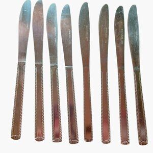 Stainless Steel Dinner Knives Classic Art Deco Border Replacement Craft lot 8